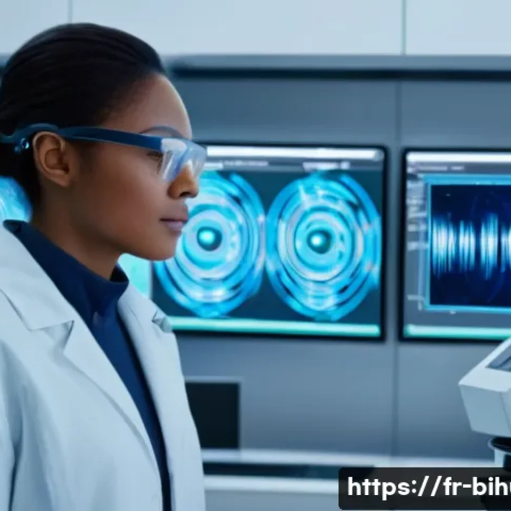 생물학자 직업 전망과 동향 - **Digital Biologist in a High-Tech Laboratory:**
    A vibrant, hyperrealistic image of a young, div...