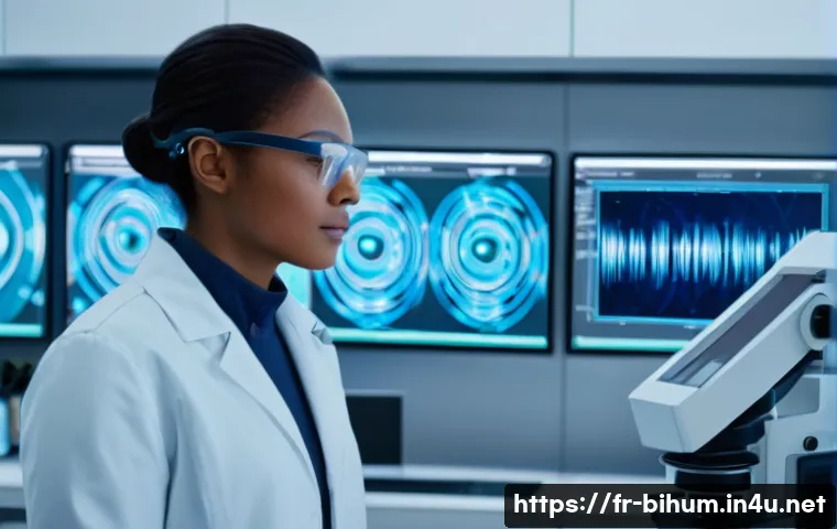 생물학자 직업 전망과 동향 - **Digital Biologist in a High-Tech Laboratory:**
    A vibrant, hyperrealistic image of a young, div...