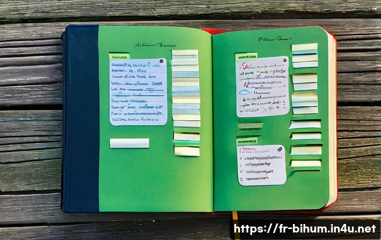 생물학자 업무일기 작성법 - A detailed, organized biologist’s field journal open on a wooden table outdoors, showing neatly hand...