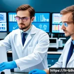 생물학자 연구비 지원 방법 - A professional, modern research laboratory setting in Europe, showcasing a diverse team of scientist...