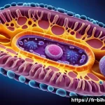 생물학자 전공 중점 과목 - A highly detailed scientific illustration of a eukaryotic cell interior, showcasing the nucleus with...