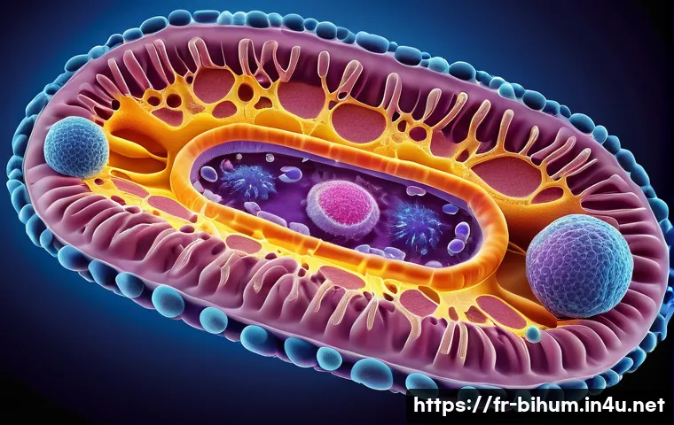 생물학자 전공 중점 과목 - A highly detailed scientific illustration of a eukaryotic cell interior, showcasing the nucleus with...
