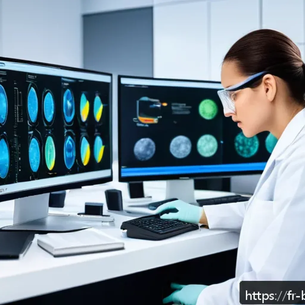 생물학자 직장 내 업무 분배 - A modern biology laboratory scene showing a diverse team of researchers collaborating efficiently. O...